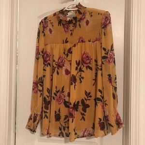Long sleeve high neck floral blouse